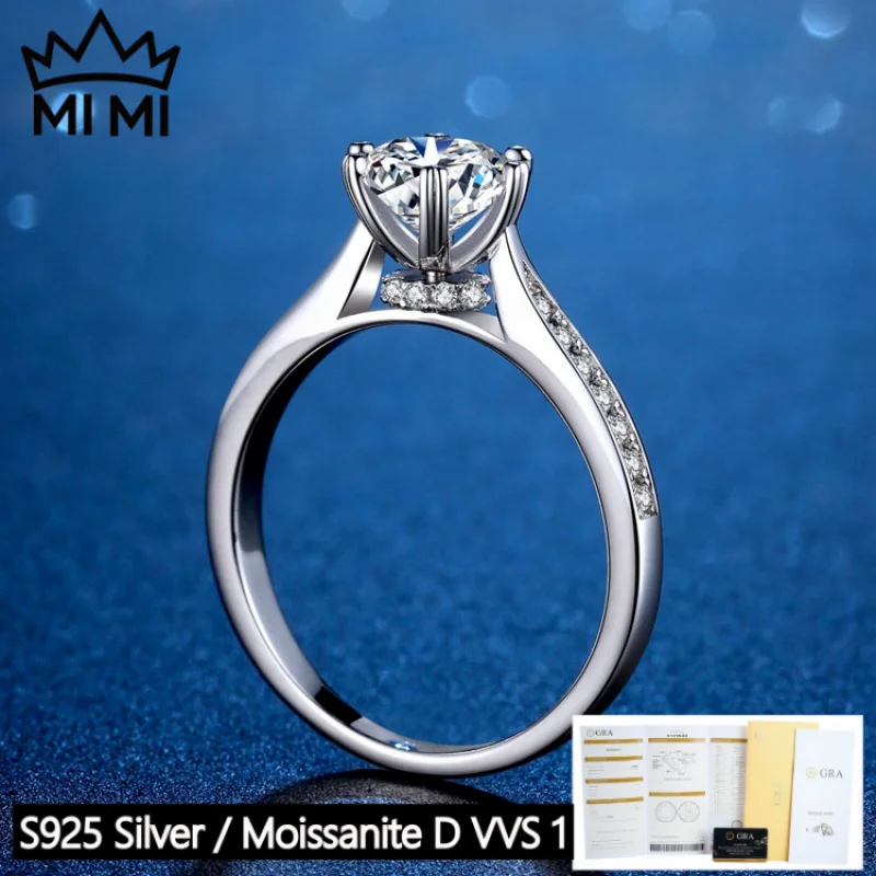 MI MI 925 Sterling Silver Lucky Rotating 0.5-2CT Moissanite Ring Classic Six-Prong Setting GRA Certified with Gift Box
MI MI 925 Sterling Silver Lucky Rotating 0.5-2CT Moissanite Ring Classic Six-Prong Setting GRA Certified with Gift Box