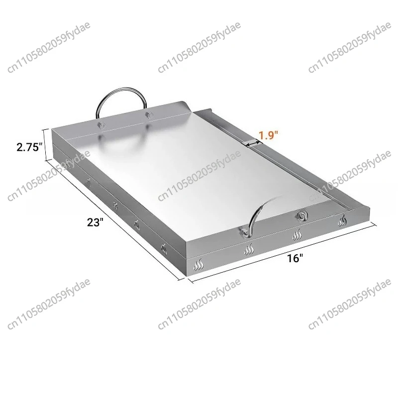Universal stainless steel cooking grill with flat top plate inserts with grease slots and handles
Universal stainless steel cooking grill with flat top plate inserts with grease slots and handles