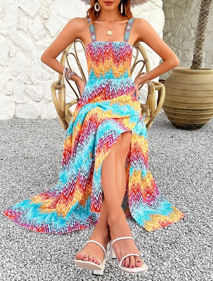 Vacation Style Dress Casual Fashion Print High Waist Large Skirt Square Collar Tight Fitting Temperament Suspender Long Skirt
Vacation Style Dress Casual Fashion Print High Waist Large Skirt Square Collar Tight Fitting Temperament Suspender Long Skirt