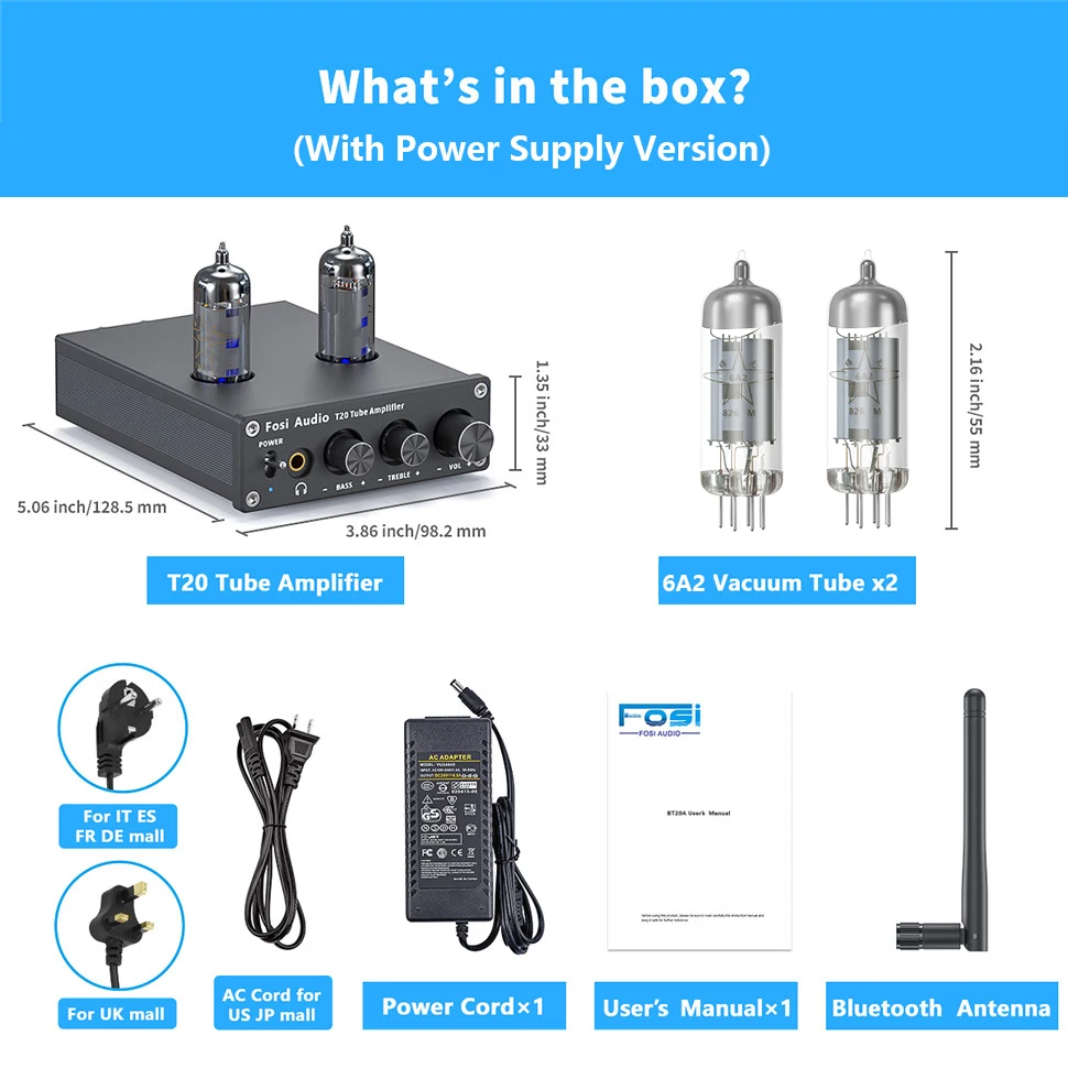 Audio Blue Vacuum Tube Amplifier AptX HD Stereo Power Amp 50W TPA3116D2 Portable Headphone Amplifier for Home Speakers
Audio Blue Vacuum Tube Amplifier AptX HD Stereo Power Amp 50W TPA3116D2 Portable Headphone Amplifier for Home Speakers