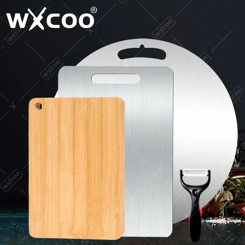 WXCOO Double-sided Chopping Board Cutting Board for Fruit Meat Vegetable Natural Bamboo or Stainless Steel Kitchen Cutting Board
WXCOO Double-sided Chopping Board Cutting Board for Fruit Meat Vegetable Natural Bamboo or Stainless Steel Kitchen Cutting Board