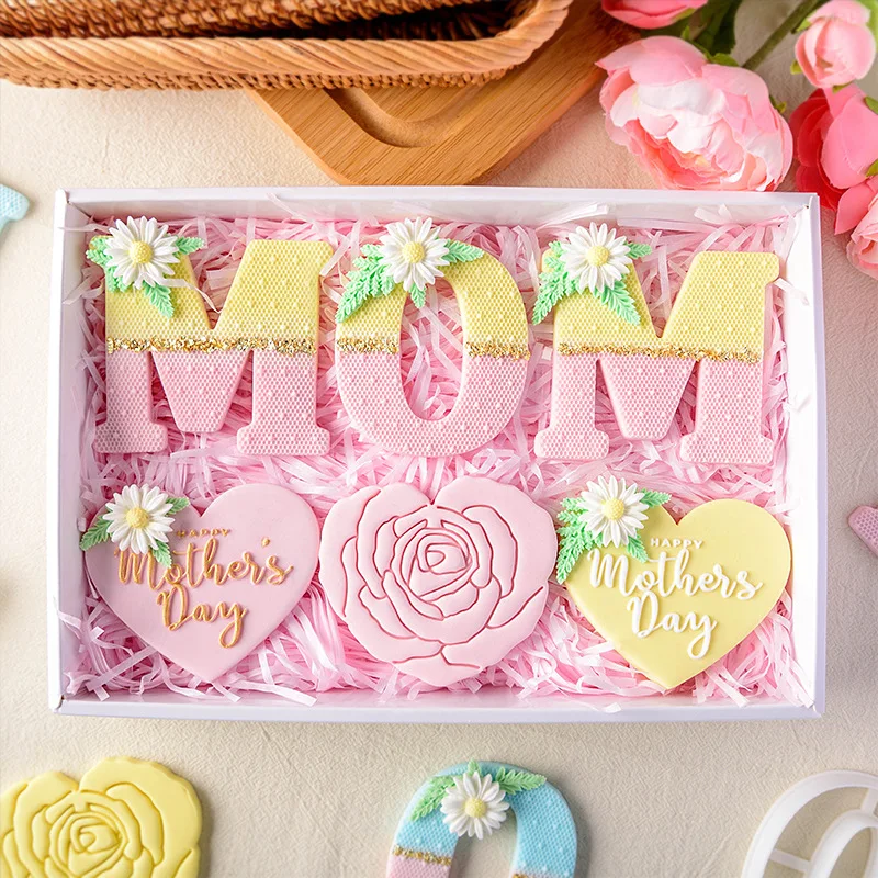 Mom Birthday Fondant Cookie Cutter Biscuit Mold New Happy Mother's Day Love Rose Shape Embossing Press Stamper DIY Baking Tools
Mom Birthday Fondant Cookie Cutter Biscuit Mold New Happy Mother's Day Love Rose Shape Embossing Press Stamper DIY Baking Tools