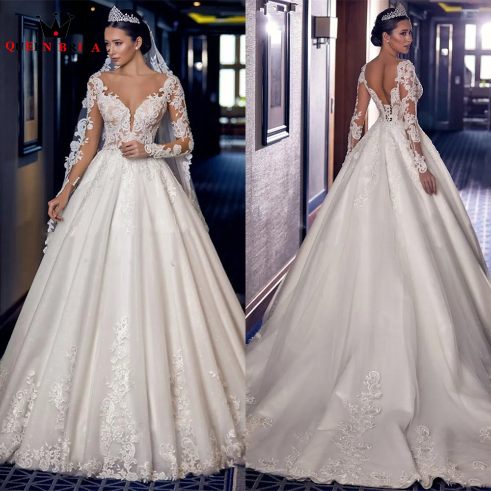 Elegant A-line Wedding Dresses Long Sleeve V-neck Tulle Lace Appliques Crystal 2023 New Design Bridal Gown Custom Size DX12
Elegant A-line Wedding Dresses Long Sleeve V-neck Tulle Lace Appliques Crystal 2023 New Design Bridal Gown Custom Size DX12