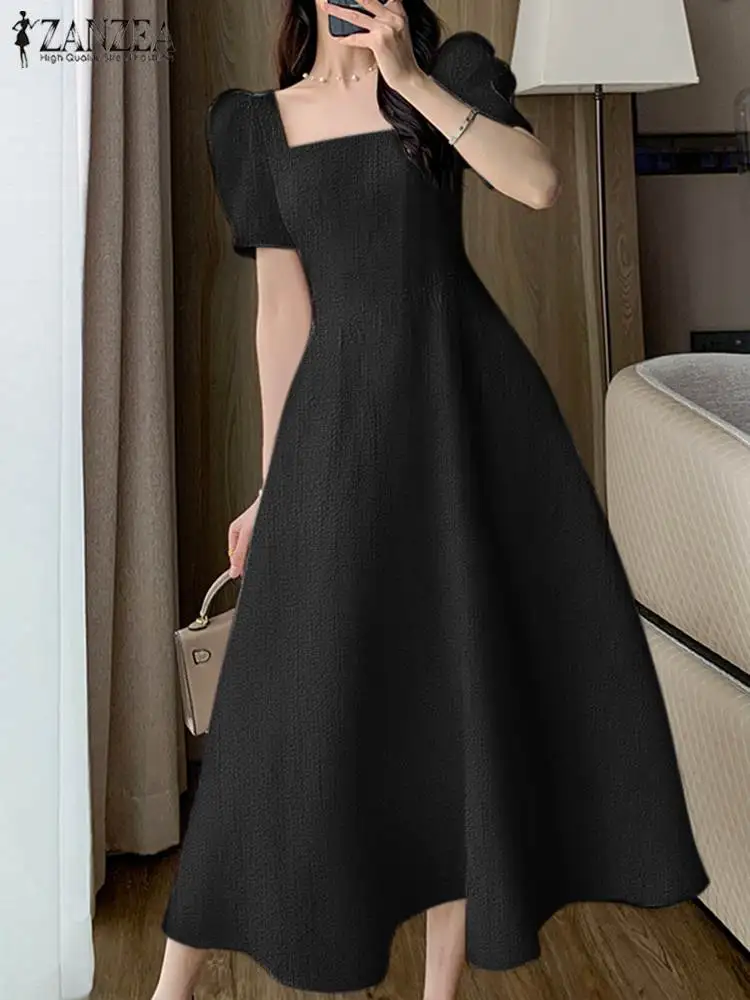 ZANZEA Casual Solid Robes Women Elegant Long Dress Sexy Puff Short Sleeve Sundress Fashion Korean Square Collar Party Midi Dress
ZANZEA Casual Solid Robes Women Elegant Long Dress Sexy Puff Short Sleeve Sundress Fashion Korean Square Collar Party Midi Dress