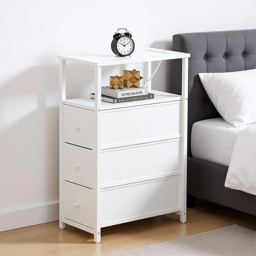 Narrow Night Stand with Charging Station, Slim End Table with Plugins, Tall Side Table with Fabric Drawers, Small Bed Table with
Narrow Night Stand with Charging Station, Slim End Table with Plugins, Tall Side Table with Fabric Drawers, Small Bed Table with