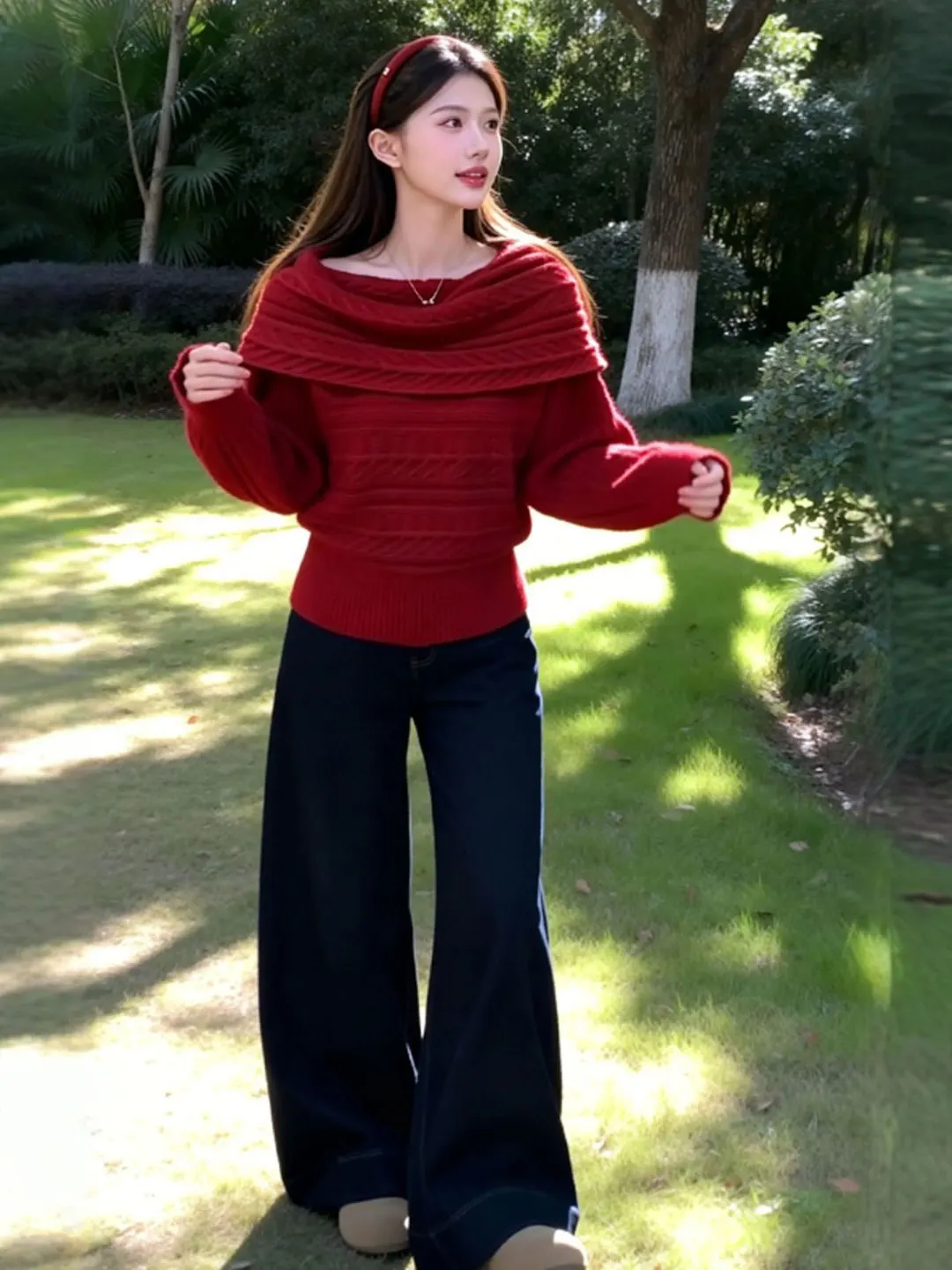 Retro Gentle Red Sweater High Waist Wide Leg Pants Two Piece Set Comfortable Spring Fashion Korean Style Women's Ensemble
Retro Gentle Red Sweater High Waist Wide Leg Pants Two Piece Set Comfortable Spring Fashion Korean Style Women's Ensemble