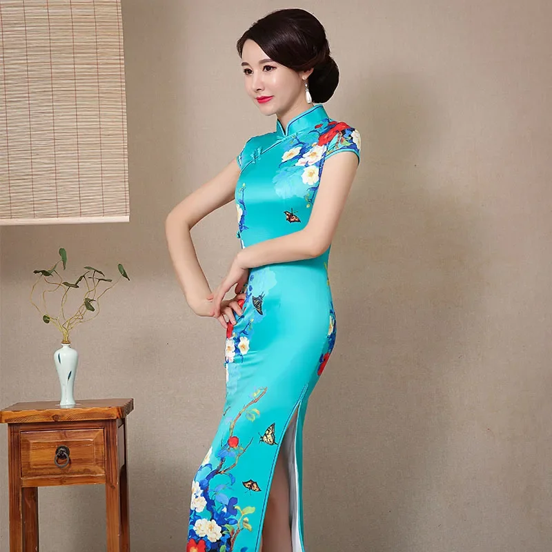 Yourqipao Summer Long Blue Cheongsam Asian Clothes Retro Improved Qipao Chinese Traditional Style Evening Dress for Women
Yourqipao Summer Long Blue Cheongsam Asian Clothes Retro Improved Qipao Chinese Traditional Style Evening Dress for Women