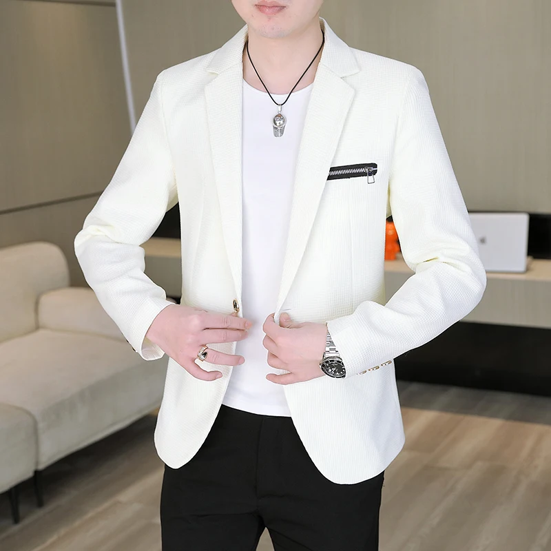 2024 Spring Autumn Zipper Decorated Blazers Men Solid Color Slim Fit Casual Suit Jackets Streetwear Social Blazer Coat M-4XL
2024 Spring Autumn Zipper Decorated Blazers Men Solid Color Slim Fit Casual Suit Jackets Streetwear Social Blazer Coat M-4XL