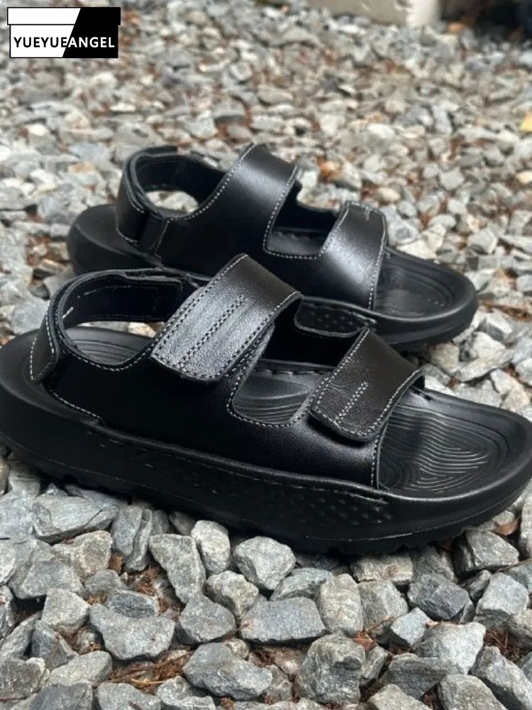 Mens Leisure Solid Color Genuine Leather Breathable Open Toe Sandals Versatile Cowhide Hook Loop Height Increase Beach Shoes
Mens Leisure Solid Color Genuine Leather Breathable Open Toe Sandals Versatile Cowhide Hook Loop Height Increase Beach Shoes