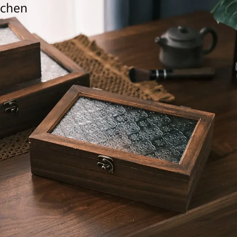 glass storage box retro wooden desktop sundries storage flip-top wooden box ornament dressing table jewelry box
glass storage box retro wooden desktop sundries storage flip-top wooden box ornament dressing table jewelry box
