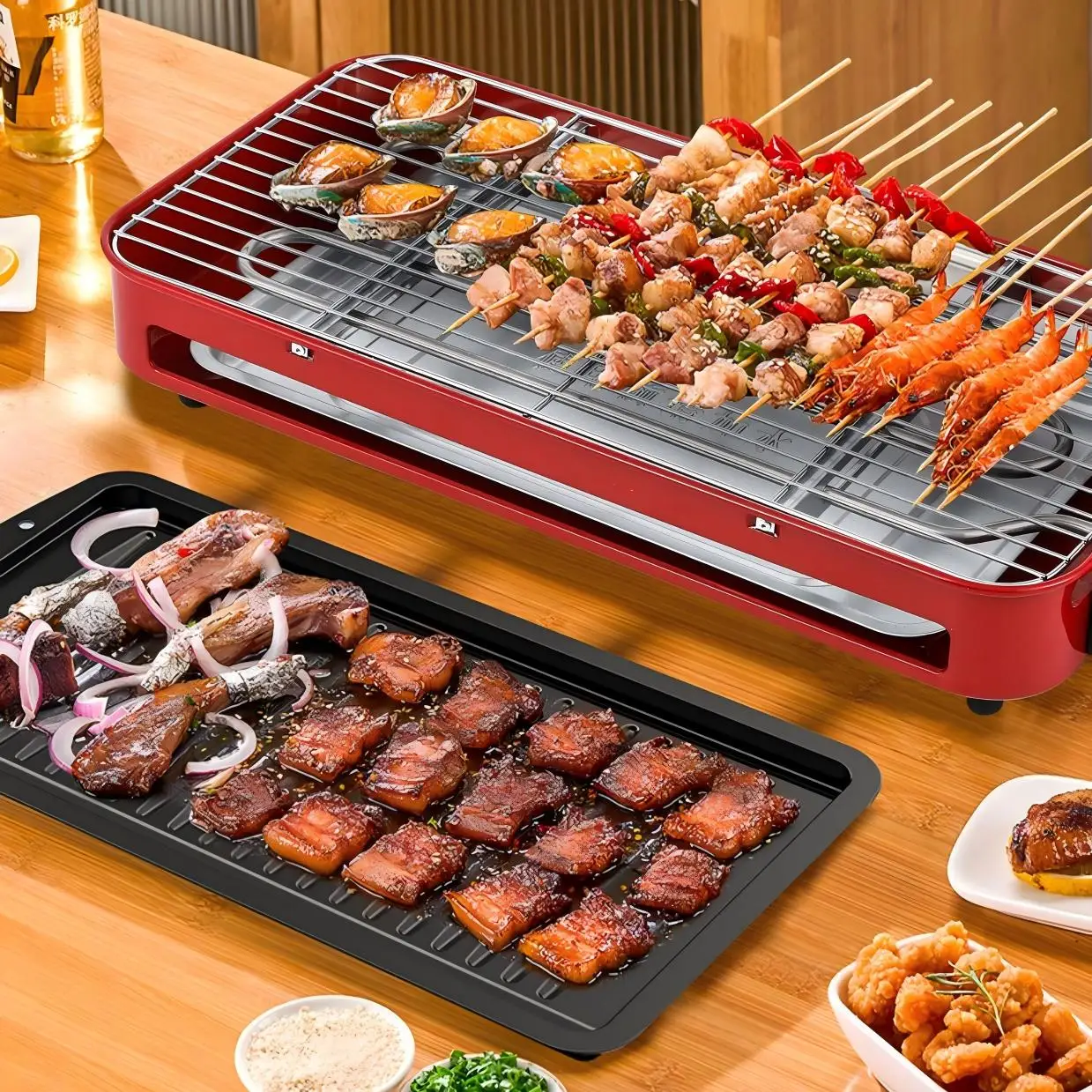 Non-stick Maifan Stone Electric Barbecue Grill Multifunctional Smokeless Healthy BBQ Baking Plate Grilling Rack
Non-stick Maifan Stone Electric Barbecue Grill Multifunctional Smokeless Healthy BBQ Baking Plate Grilling Rack