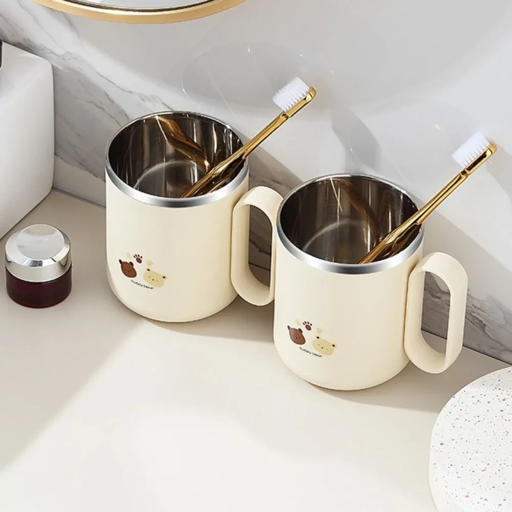 Cute Stainless Steel Mouthwash Cup Anti Slip Bottom Exquisite Couple's Wash Cup Round Beige Children's Brushing Cup Home Use 
Cute Stainless Steel Mouthwash Cup Anti Slip Bottom Exquisite Couple's Wash Cup Round Beige Children's Brushing Cup Home Use