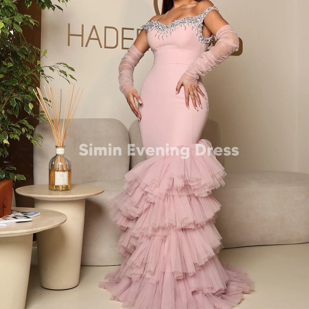 Simin Women's Crepe Spaghetti Beded Tierde Ruffles Mermaid Floor Length Evening Dress With Tulle Glasses Elegant Dresses 2025
Simin Women's Crepe Spaghetti Beded Tierde Ruffles Mermaid Floor Length Evening Dress With Tulle Glasses Elegant Dresses 2025