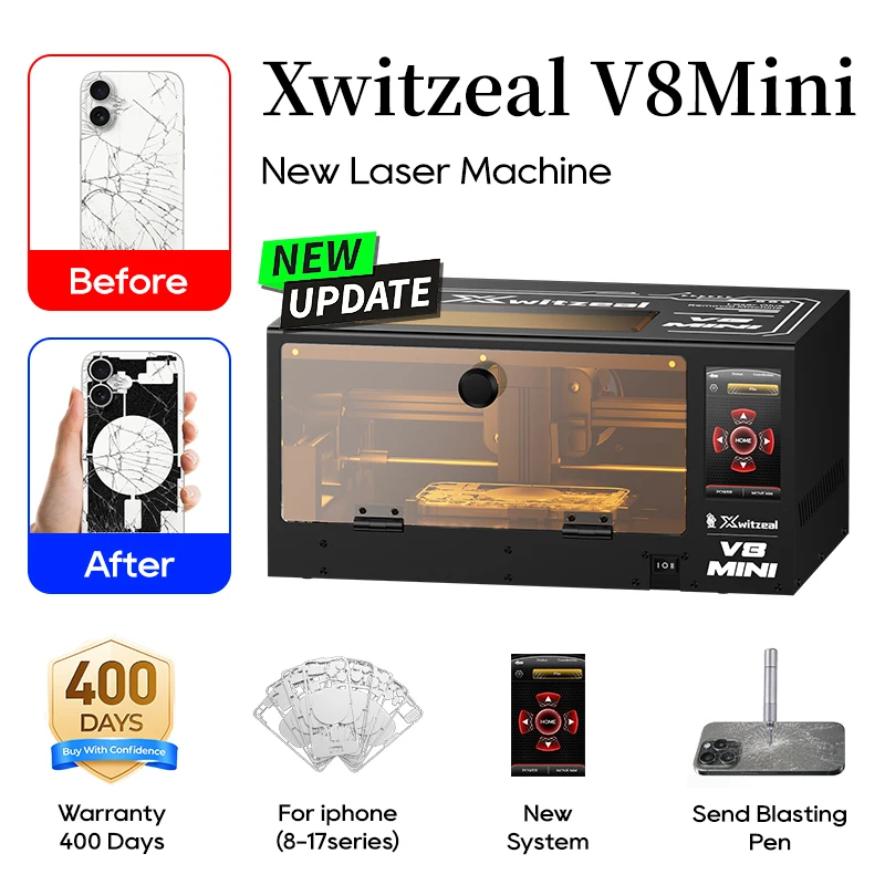 Маленькая лазерная машина Xwitzeal V8Mini с синим светом, используемая для лазерной обработки задней стекла мобильного телефона и удаления лазерного экрана.
Маленькая лазерная машина Xwitzeal V8Mini с синим светом, используемая для лазерной обработки задней стекла мобильного телефона и удаления лазерного экрана.