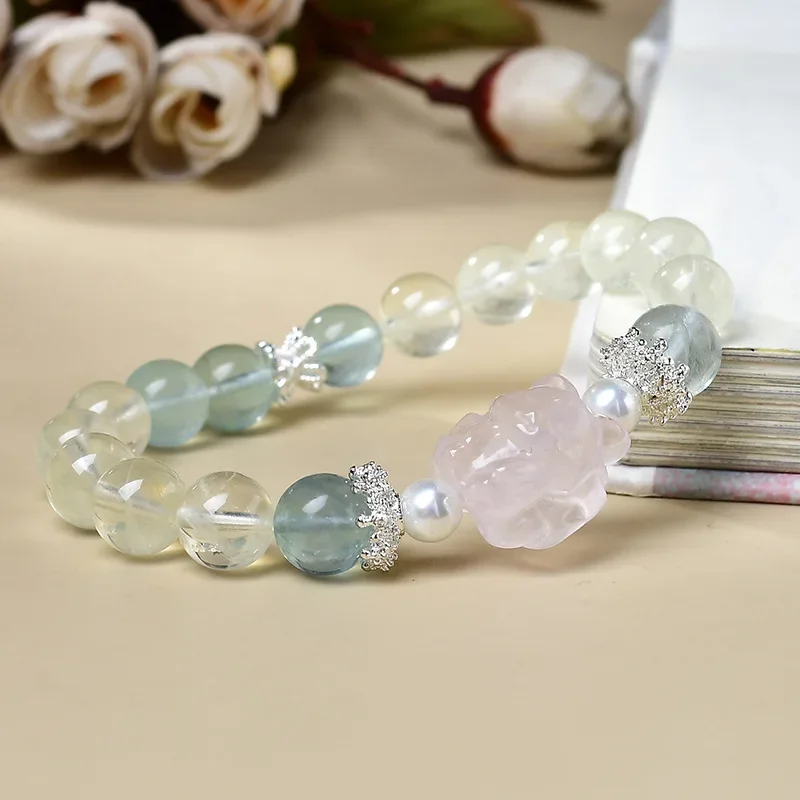 Natural Green Fluorite, Powder Crystal Nine-tailed Fox Citrine Multi-treasure Hand Women's Light Luxury Fashion Lucky Bracelet
Natural Green Fluorite, Powder Crystal Nine-tailed Fox Citrine Multi-treasure Hand Women's Light Luxury Fashion Lucky Bracelet