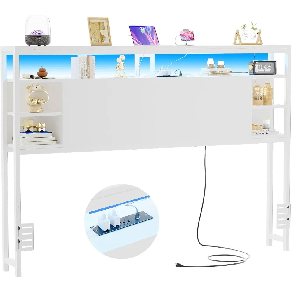 Queen Size Headboard with Storage, Headboards with Power Outlets and RGB LED Light, Sturdy Head Board for Queen Size Bed, Stabl
Queen Size Headboard with Storage, Headboards with Power Outlets and RGB LED Light, Sturdy Head Board for Queen Size Bed, Stabl