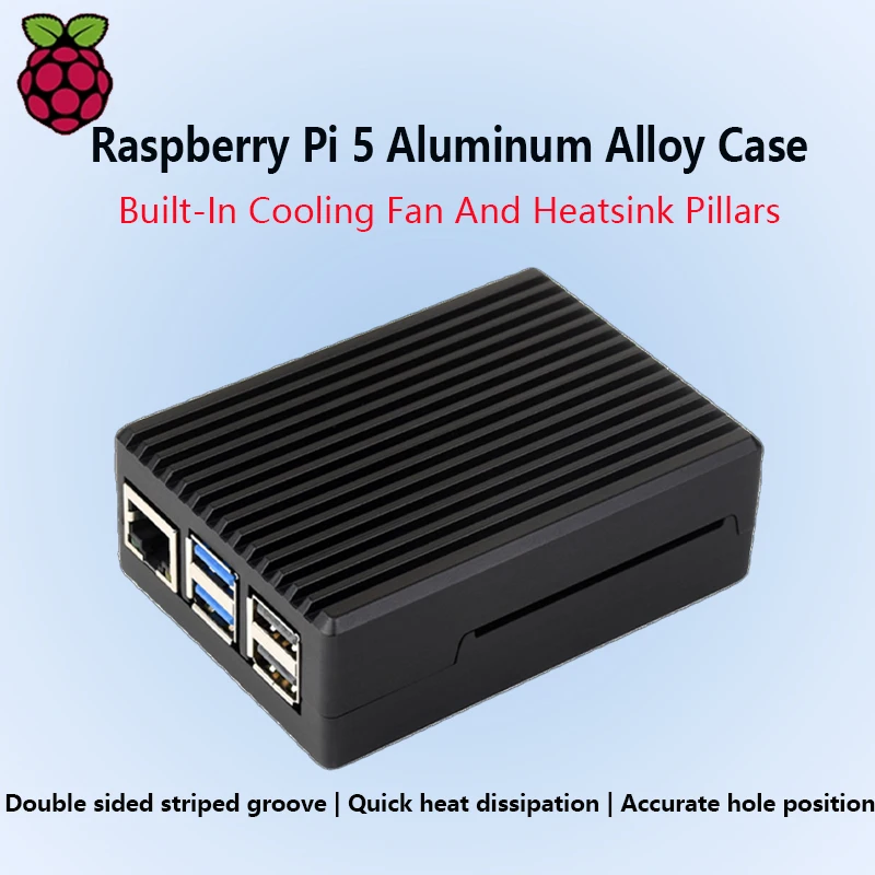 Корпус Raspberry Pi 5, алюминиевый полосатый рифленый корпус Waveshare, встроенный охлаждающий вентилятор и столбы радиатора, подходит для Raspberry Pi5
Корпус Raspberry Pi 5, алюминиевый полосатый рифленый корпус Waveshare, встроенный охлаждающий вентилятор и столбы радиатора, подходит для Raspberry Pi5