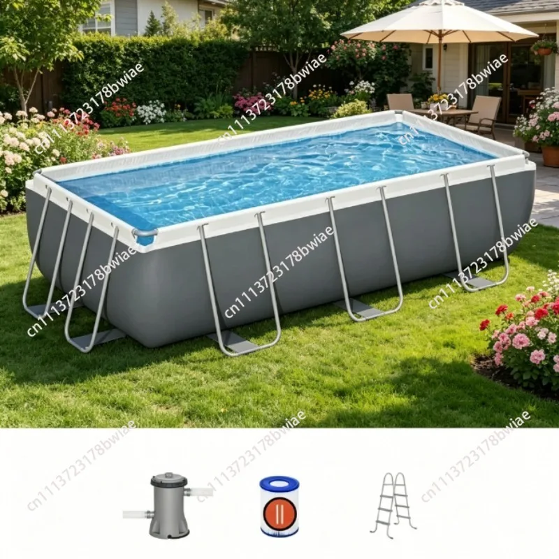 56441 Power Steel Rectangular Frame Above-Ground Pool Large Adult Outdoor Swimming Pool Complete Set
56441 Power Steel Rectangular Frame Above-Ground Pool Large Adult Outdoor Swimming Pool Complete Set