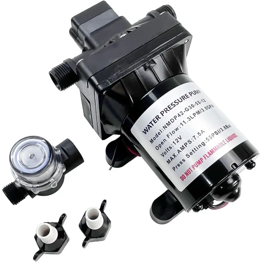 RV Water Pump 3.0 GPM 12V 55 PSI Revolution Water Pump Compatible with Camper, RV, Shower, Sprayer Replace# 4008-101-A65, 4008-1
RV Water Pump 3.0 GPM 12V 55 PSI Revolution Water Pump Compatible with Camper, RV, Shower, Sprayer Replace# 4008-101-A65, 4008-1
