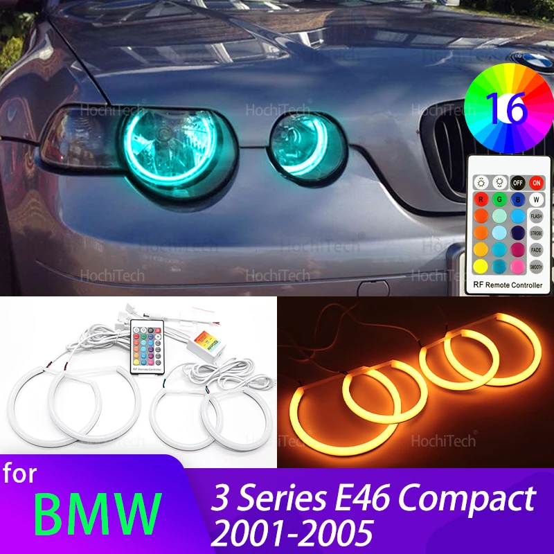 Для BMW 3 серии E46 Compact 2001 2002 2003 2004 2005 Высококачественные 16-цветные RGB хлопковые светодиодные кольца «ангельские глазки» дневного света 
Для BMW 3 серии E46 Compact 2001 2002 2003 2004 2005 Высококачественные 16-цветные RGB хлопковые светодиодные кольца «ангельские глазки» дневного света