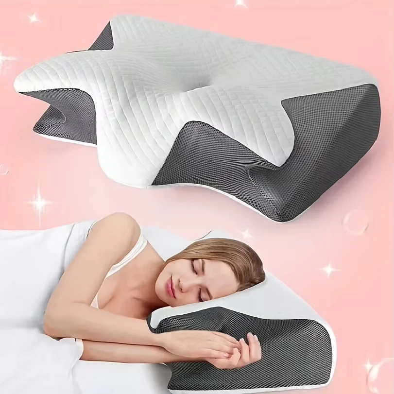 Neck Horn Pillow Ergonomic for Various sleeping positions- Contoured Design Shoulder for Neck Pain Relief Soft Yet Firm Support
Neck Horn Pillow Ergonomic for Various sleeping positions- Contoured Design Shoulder for Neck Pain Relief Soft Yet Firm Support