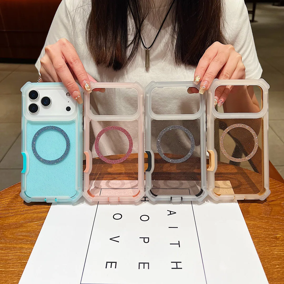 High-Quality Four Corner Anti-Drop Dustproof Glitter Case for IPhone13,14,15,16,17 Pro Max Plus Magnetic Wireless Charge Cover
High-Quality Four Corner Anti-Drop Dustproof Glitter Case for IPhone13,14,15,16,17 Pro Max Plus Magnetic Wireless Charge Cover
