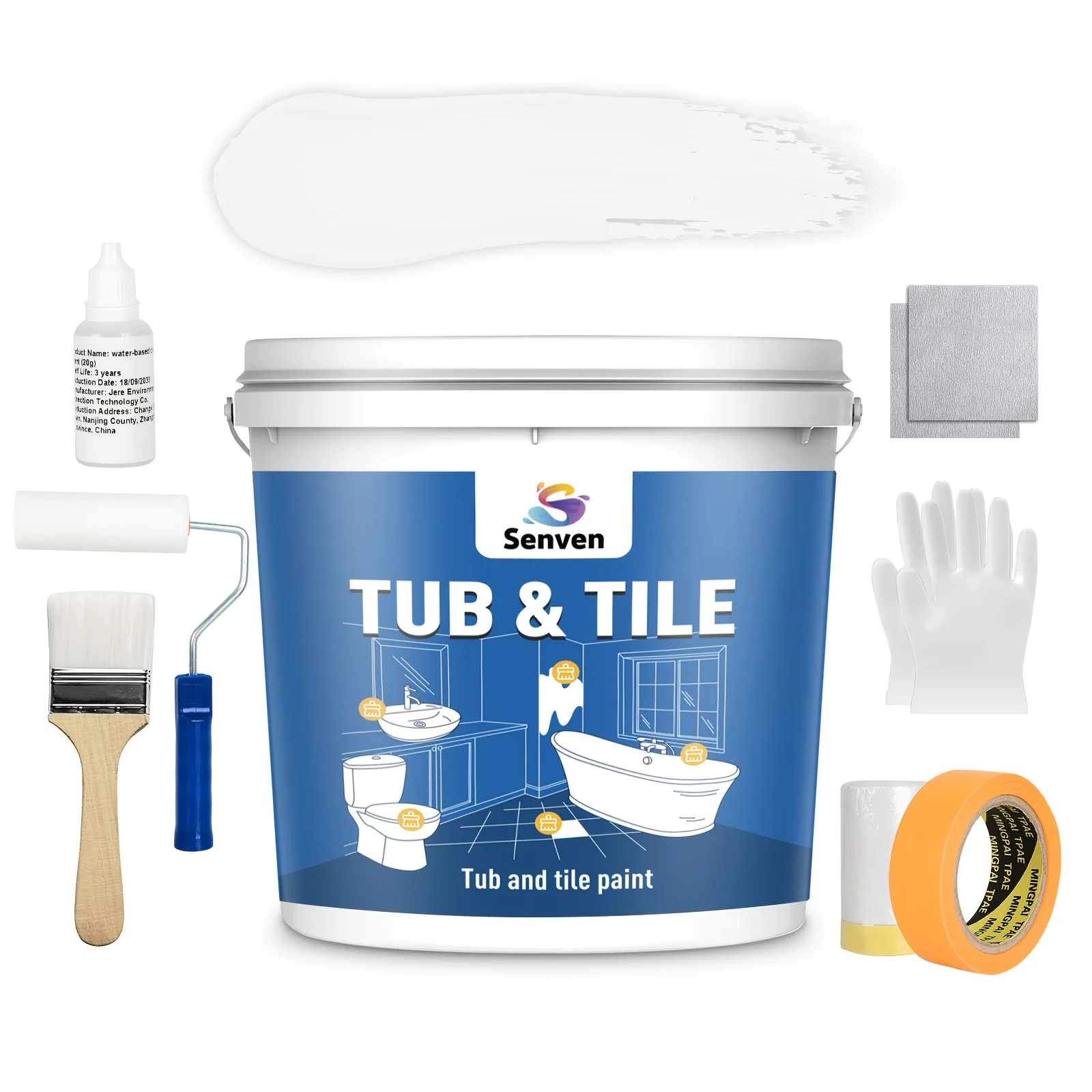 32fl.oz White Ceramic Tub And Tile Refinishing Kit - Bathtub, Bathroom Wall, Countertop, Sink Paint - Easy to Use, Waterproof, Low Odor, No Toxic (White 50-60 Sq.ft)
32fl.oz White Ceramic Tub And Tile Refinishing Kit - Bathtub, Bathroom Wall, Countertop, Sink Paint - Easy to Use, Waterproof, Low Odor, No Toxic (White 50-60 Sq.ft)