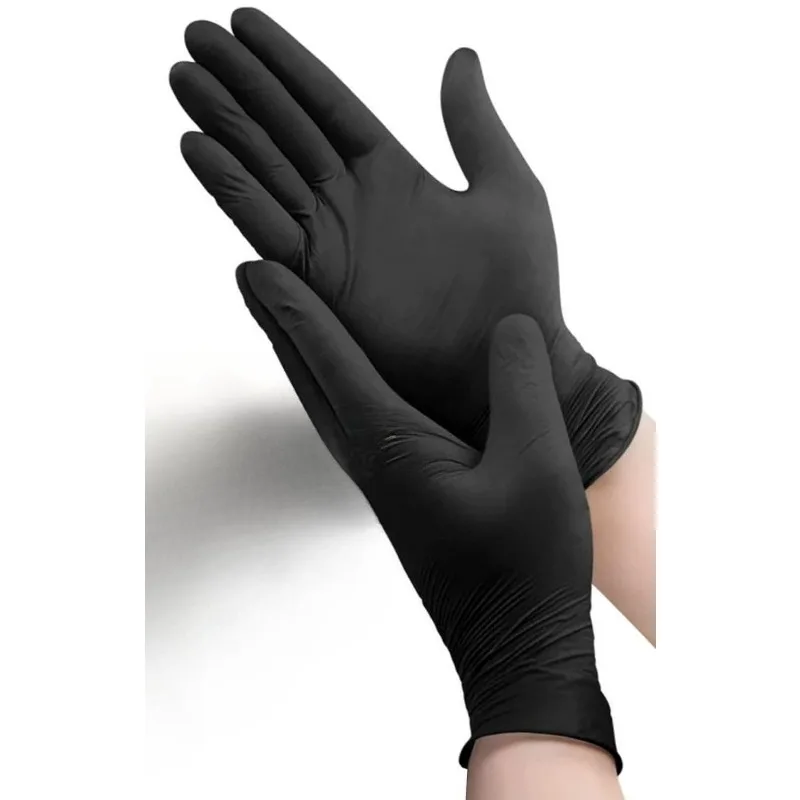 100 шт. черные нитриловые одноразовые перчатки 5,5 мил более толстые сверхмощные перчатки латексная пудра бесплатно для татуировщика татуировки чистка еды 
100 шт. черные нитриловые одноразовые перчатки 5,5 мил более толстые сверхмощные перчатки латексная пудра бесплатно для татуировщика татуировки чистка еды