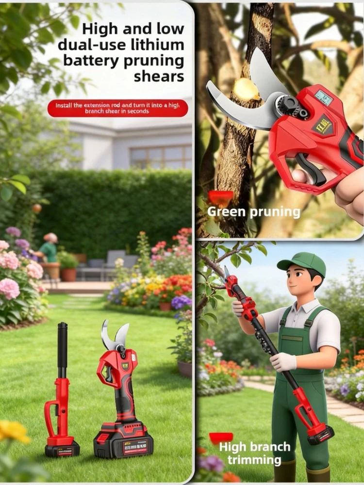 Rechargeable Lithium Battery Electric Pruning Shears Handheld Tool for Garden High Branch Trimming
Rechargeable Lithium Battery Electric Pruning Shears Handheld Tool for Garden High Branch Trimming