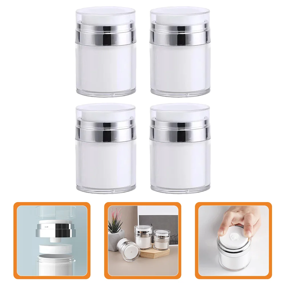 4 Pcs Press Cream Jar Airless Pump Jars Inflatables Bottle Lotion Dispenser Empty Refillable
4 Pcs Press Cream Jar Airless Pump Jars Inflatables Bottle Lotion Dispenser Empty Refillable
