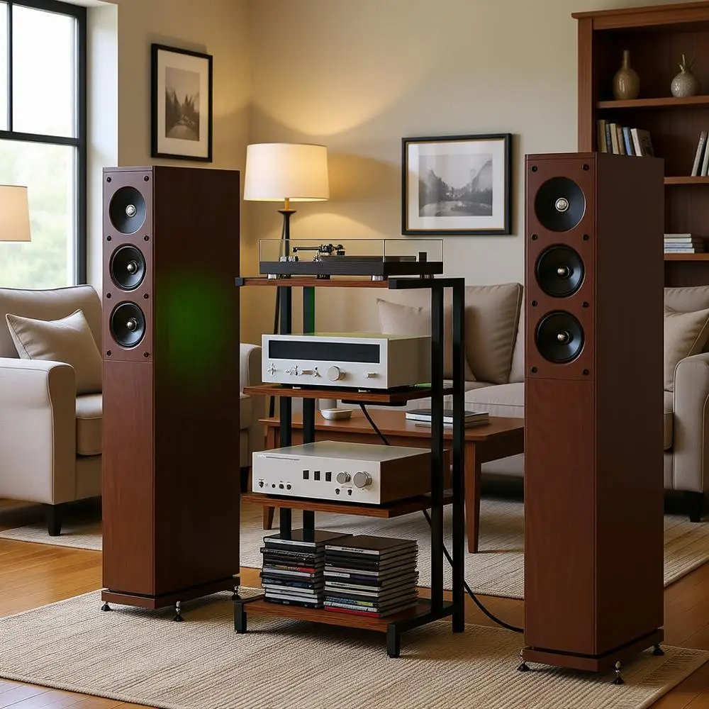 16.5 Compact 4-Tier Wooden Media Stand with LED Lights and Power Strips for TVs, Stereos, and Small Media Devices
16.5 Compact 4-Tier Wooden Media Stand with LED Lights and Power Strips for TVs, Stereos, and Small Media Devices