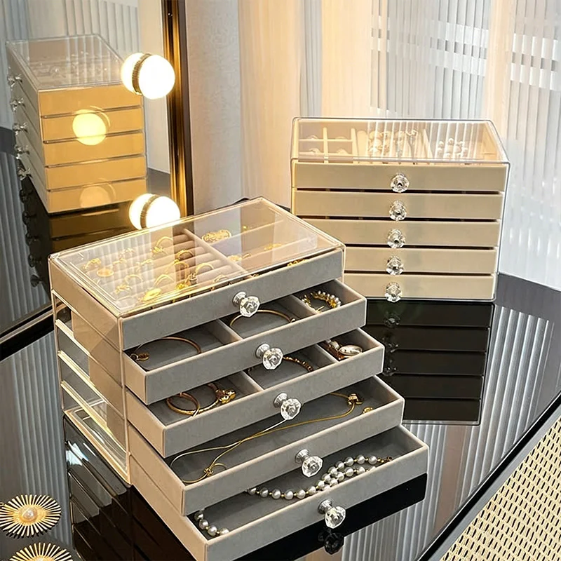 5 Layers Desktop Jewelry Storage Drawer Large Capacity Earrings Ring Necklace Organizer Rack Jewelry Display Stand
5 Layers Desktop Jewelry Storage Drawer Large Capacity Earrings Ring Necklace Organizer Rack Jewelry Display Stand