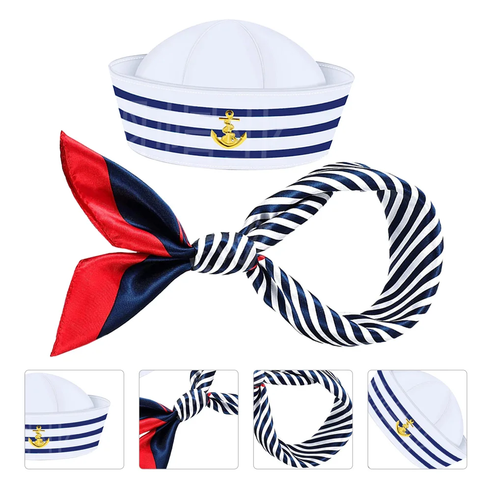 Blue White Stripe Captain Hat Scarf Set 58cm Sailor Outfit Women Men Marine Cap Nautical Party Ship Accessories
Blue White Stripe Captain Hat Scarf Set 58cm Sailor Outfit Women Men Marine Cap Nautical Party Ship Accessories