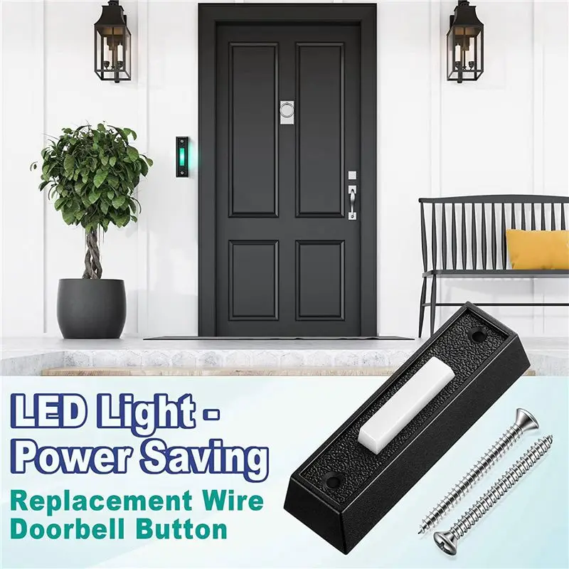 ABVT-4PCS Wired Doorbell Button With LED Light, Replacement Of Doorbell Ring Button, Wall Mounted Door Opener Switch
ABVT-4PCS Wired Doorbell Button With LED Light, Replacement Of Doorbell Ring Button, Wall Mounted Door Opener Switch