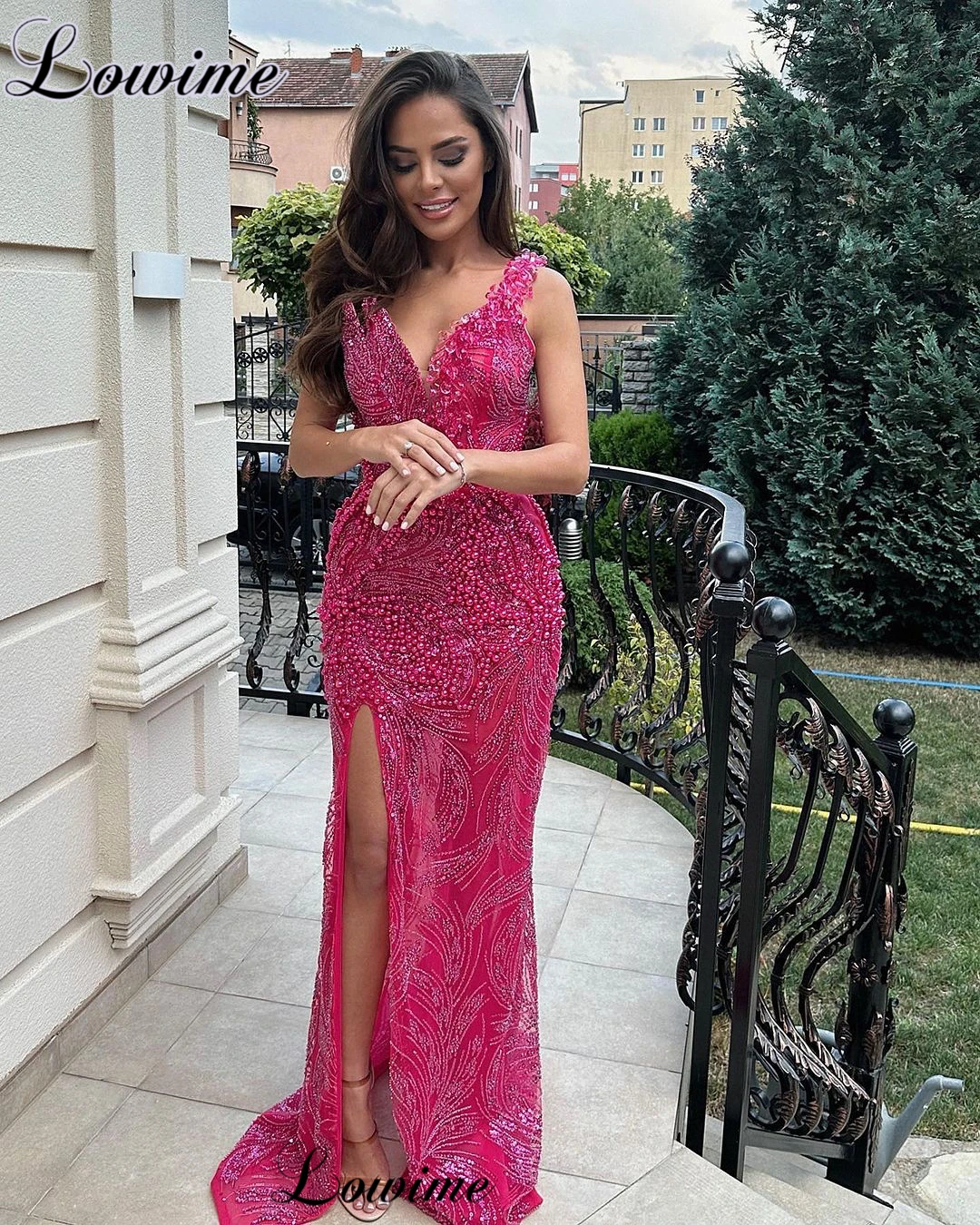 Fuchsia Beaded Prom Dresses Mermaid Sleeveless Cocktail Dresses With Side Slit Vestidos De Cóctel Pearls Birthday Party Gowns
Fuchsia Beaded Prom Dresses Mermaid Sleeveless Cocktail Dresses With Side Slit Vestidos De Cóctel Pearls Birthday Party Gowns