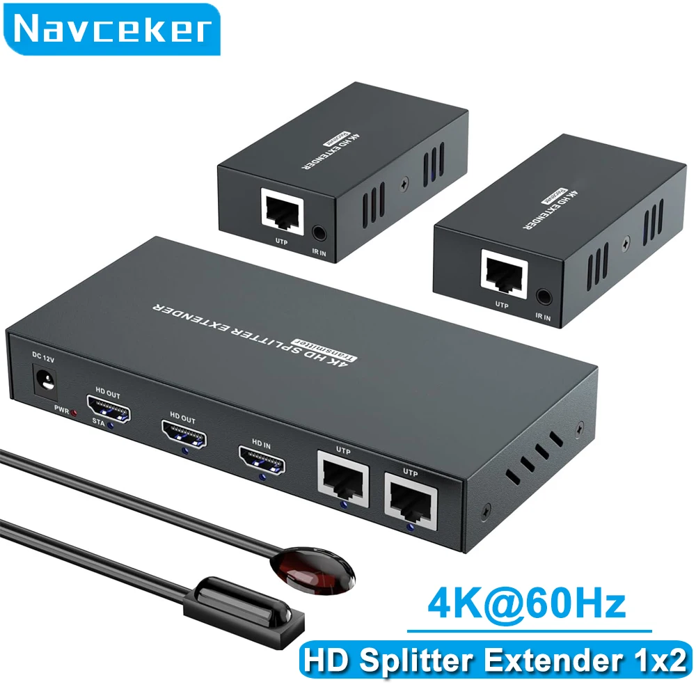 Navceker 4K 60Hz HDMI Rj45 Extender Splitter Over Ethernet Cat6 Cable 60m Video Transmitter Receiver Kit 1X2 1X4 Splitter
Navceker 4K 60Hz HDMI Rj45 Extender Splitter Over Ethernet Cat6 Cable 60m Video Transmitter Receiver Kit 1X2 1X4 Splitter