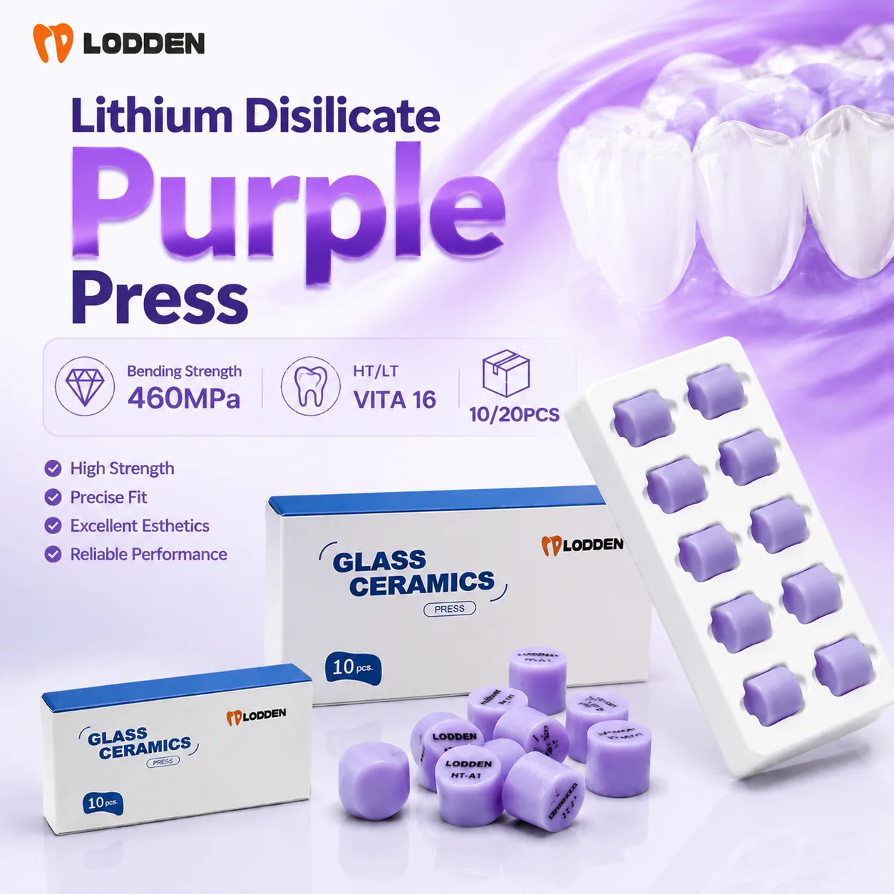 10/20pcs Lodden Purple Lithium Disilicate Block Press Ingot Dental Glass Ceramic Press Ingots Blocks for Ultra-thin Veneer
10/20pcs Lodden Purple Lithium Disilicate Block Press Ingot Dental Glass Ceramic Press Ingots Blocks for Ultra-thin Veneer
