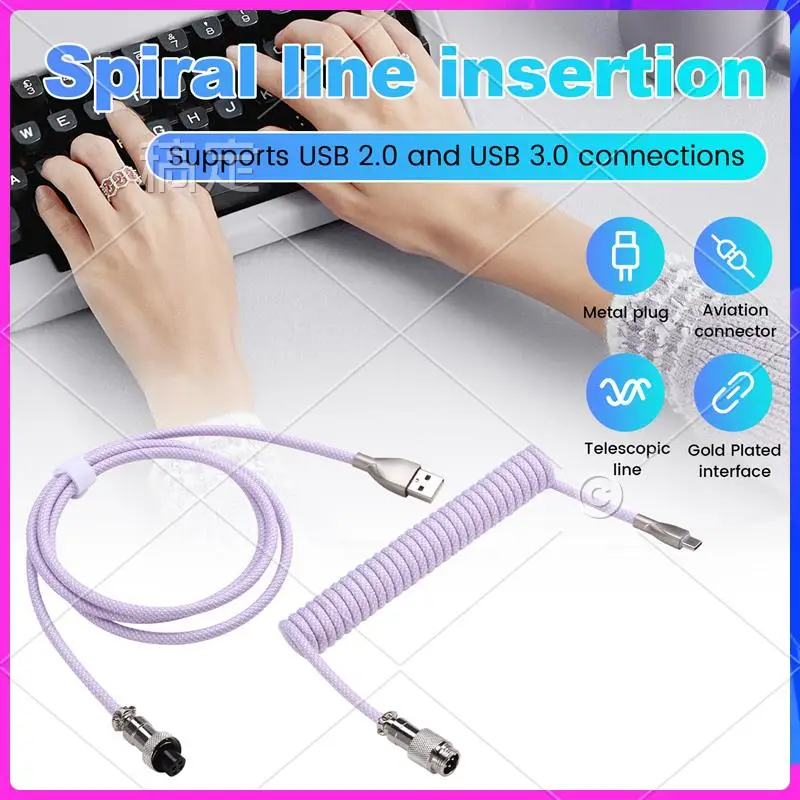 Спиральный кабель для клавиатуры AP-USB C, плетеный кабель для механической клавиатуры со съемным металлическим шнуром-авиатором, 1,5 м, USB-C к USB-A, фиолетовый
Спиральный кабель для клавиатуры AP-USB C, плетеный кабель для механической клавиатуры со съемным металлическим шнуром-авиатором, 1,5 м, USB-C к USB-A, фиолетовый