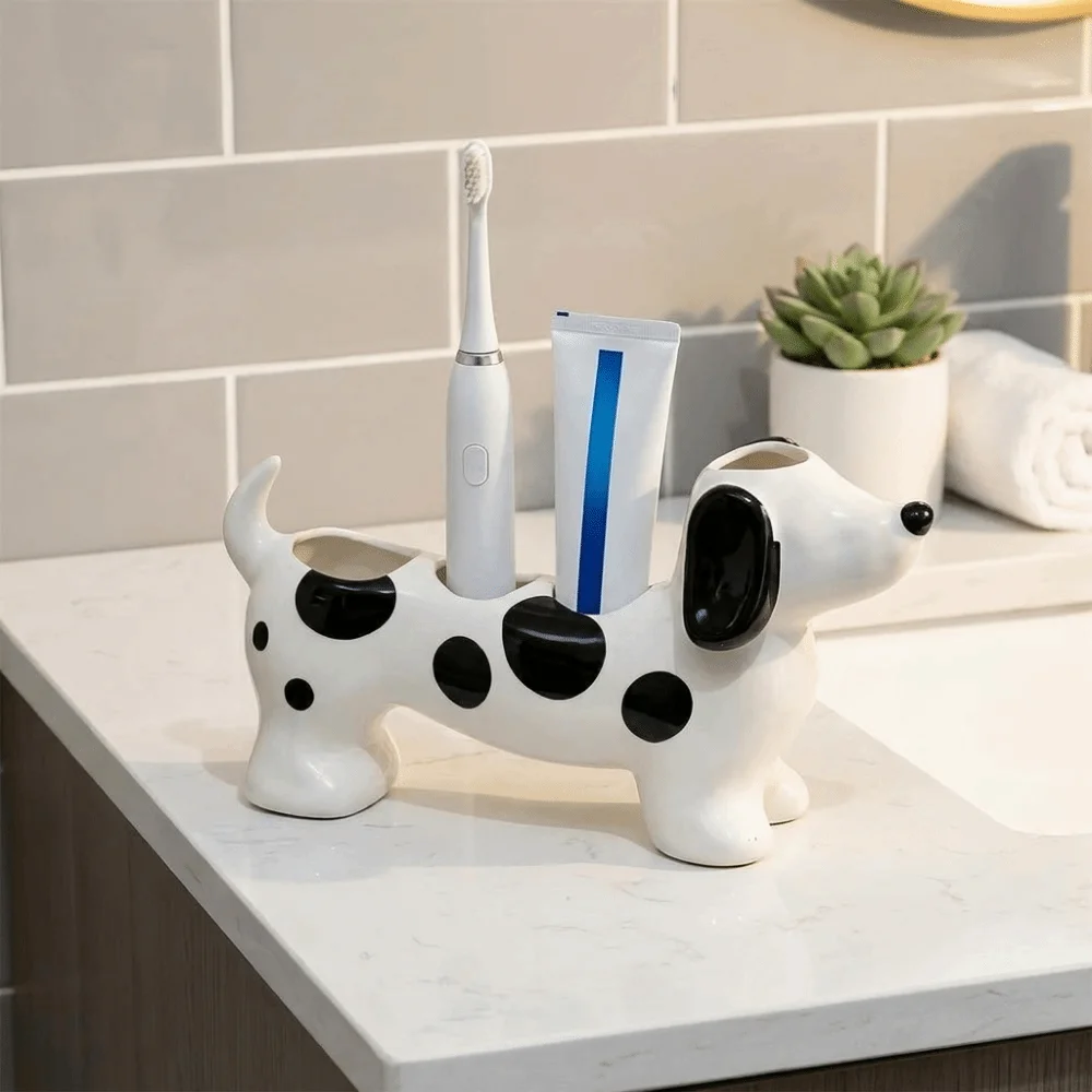 Ceramic Dachshund Toothbrush Holder Cute 4 Slots Electric Toothbrush Stand Space Saving Decorative Dog Shaped Toothbrush Holder
Ceramic Dachshund Toothbrush Holder Cute 4 Slots Electric Toothbrush Stand Space Saving Decorative Dog Shaped Toothbrush Holder