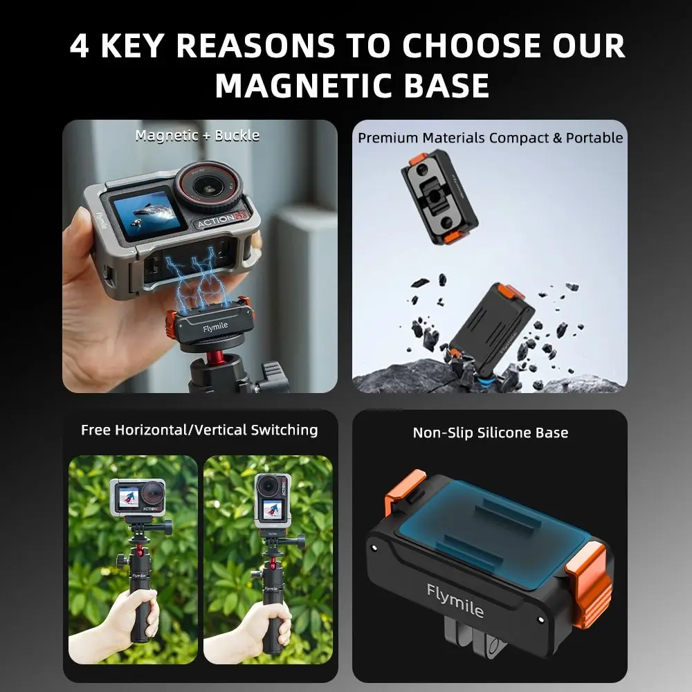 Quick Release Magnetic Mount Adapter 1/4 Screw Hole Foldable Mount Extension Lightweight Anti-Slip for DJI Osmo Action 5 Pro/4/3
Quick Release Magnetic Mount Adapter 1/4 Screw Hole Foldable Mount Extension Lightweight Anti-Slip for DJI Osmo Action 5 Pro/4/3