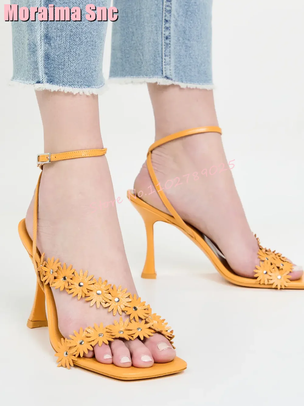 Flowers Decor Rivet Square Toe Sandals Stiletto High Heel Ankle Buckle Strap Women Shoes Summer Yellow Solid Casual Slingback
Flowers Decor Rivet Square Toe Sandals Stiletto High Heel Ankle Buckle Strap Women Shoes Summer Yellow Solid Casual Slingback