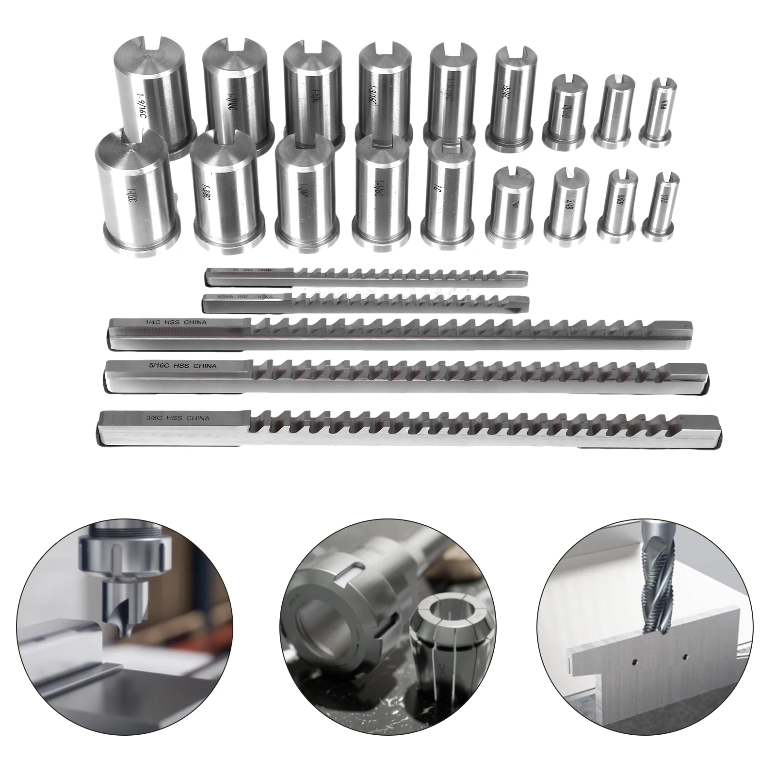 Keyway Spline Broaching Set with 5 Broaches 18 Bushings 7 Shims Inch Broach Set Metric Keyway Cutting Tool HSS Industrial Tools
Keyway Spline Broaching Set with 5 Broaches 18 Bushings 7 Shims Inch Broach Set Metric Keyway Cutting Tool HSS Industrial Tools