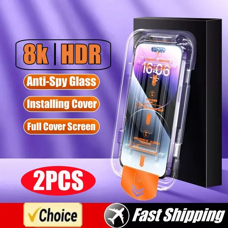 2Pcs Dust Free Installation Privacy Screen Protector For iPhone 16 15 14 13 12 11 Pro Max XS X XR 15 16 17 Pro Anti-spy Glass
2Pcs Dust Free Installation Privacy Screen Protector For iPhone 16 15 14 13 12 11 Pro Max XS X XR 15 16 17 Pro Anti-spy Glass