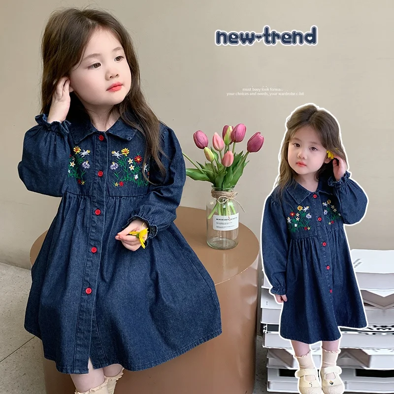 Baby Girls Dress Kids Long Sleeve Dresses Princess Flower Embroidery Autumn Dress Baby Girls Casual Denim Dresses Child Age 2-9Y
Baby Girls Dress Kids Long Sleeve Dresses Princess Flower Embroidery Autumn Dress Baby Girls Casual Denim Dresses Child Age 2-9Y