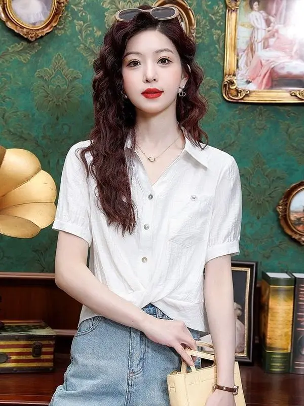 Chic Pleated Breathable Women's Summer New Loose Design Sense Commute Anti-Aging Short Sleeve Shirt Trendy Korean Style Blouse
Chic Pleated Breathable Women's Summer New Loose Design Sense Commute Anti-Aging Short Sleeve Shirt Trendy Korean Style Blouse