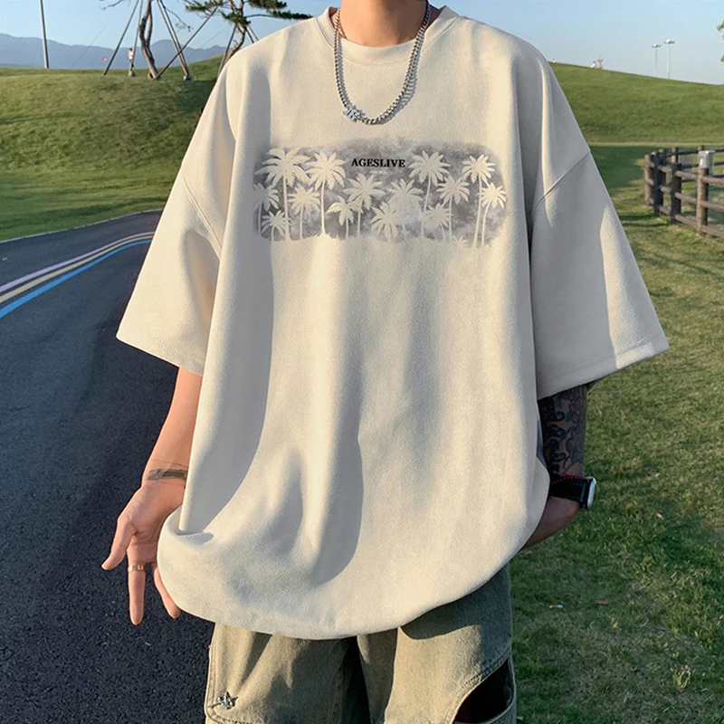 2025 New Coconut Tree Print Short Sleeve Tee Shirts For Men High Street Vintage Suede O-Neck T-Shirt Hip Hop Fashion Y2K Tops
2025 New Coconut Tree Print Short Sleeve Tee Shirts For Men High Street Vintage Suede O-Neck T-Shirt Hip Hop Fashion Y2K Tops