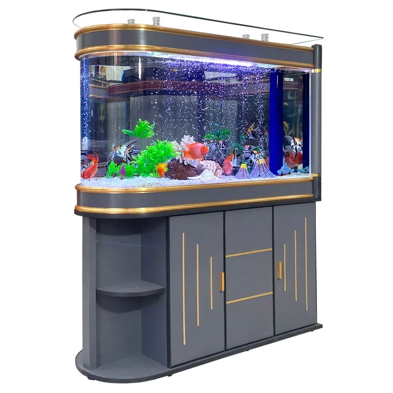 Fish tank living room floor-to-ceiling screen glass aquarium 
Fish tank living room floor-to-ceiling screen glass aquarium