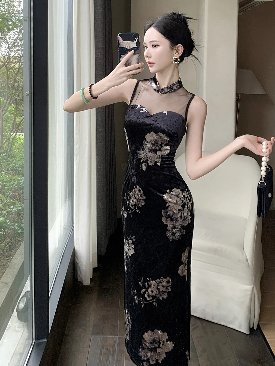 Ele Vintage Chinese Sle Svel Qipao Dr Sexy Me Splicing Velvet Floral Print Long Split Skirt for Women
Ele Vintage Chinese Sle Svel Qipao Dr Sexy Me Splicing Velvet Floral Print Long Split Skirt for Women