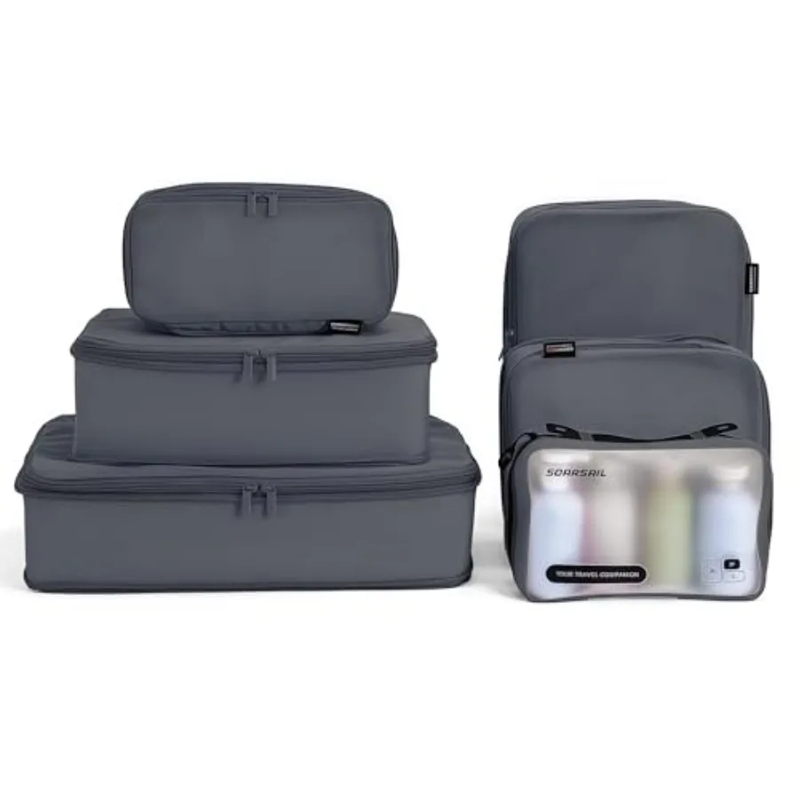 6 Set Compression Packing Cubes for 7 14 Day Travel, Durable Nylon Oxford Luggage Organizers with IP6X Waterproof Toiletry Bag,
6 Set Compression Packing Cubes for 7 14 Day Travel, Durable Nylon Oxford Luggage Organizers with IP6X Waterproof Toiletry Bag,