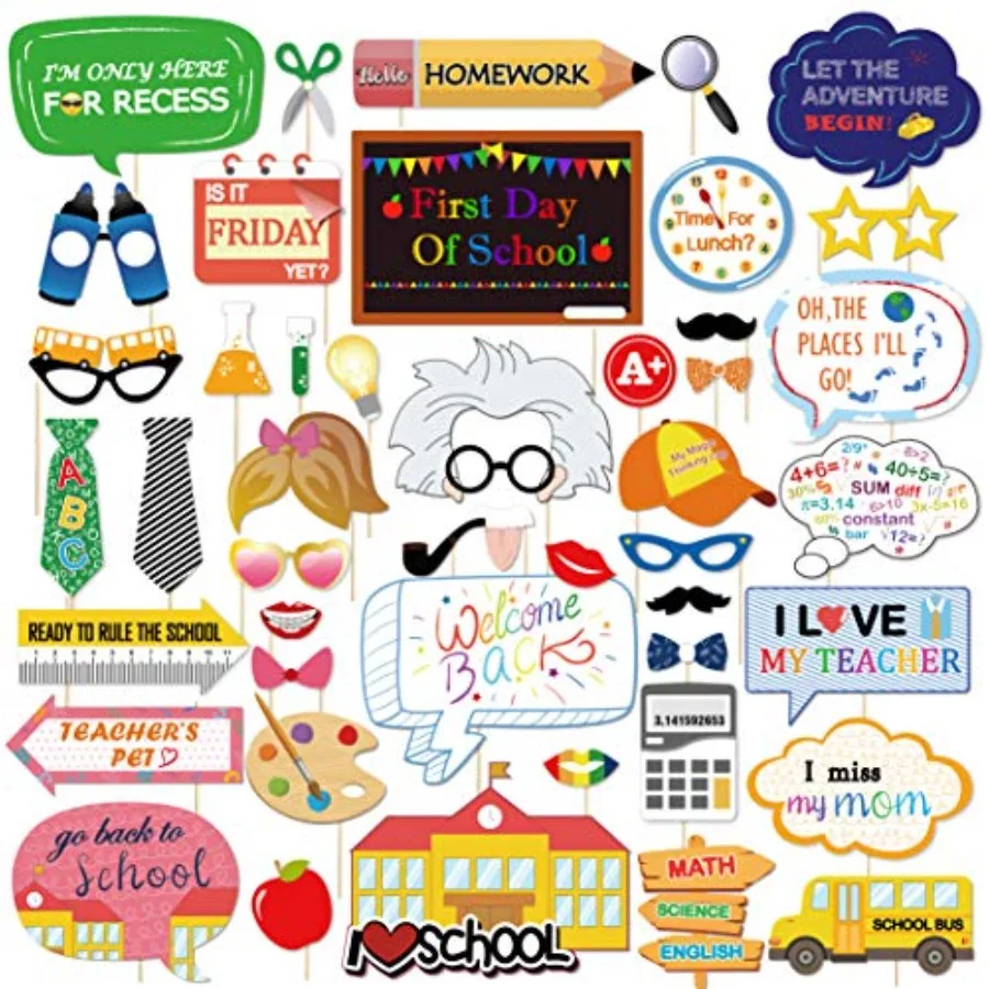 46Count Back to School Photo Booth Props, First Day of School Welcome Decorations, Apple Pencil Stationery Chalkboard Decor for
46Count Back to School Photo Booth Props, First Day of School Welcome Decorations, Apple Pencil Stationery Chalkboard Decor for